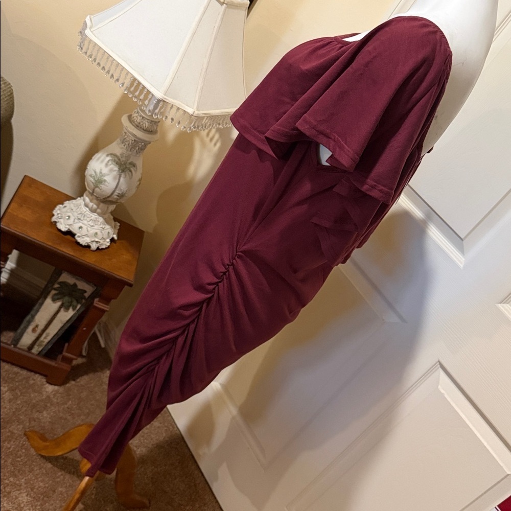 Elegant Burgundy Off-Shoulder Dress. NWT. XL - Picture 3 of 9